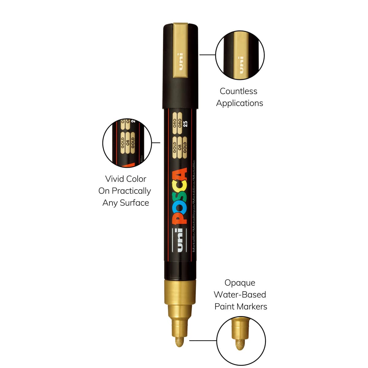 POSCA Paint Marker Set 4-Color PC-5M Medium Mixed Metallic Set