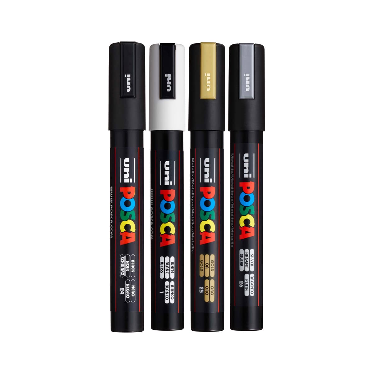 POSCA Paint Marker Set 4-Color PC-5M Medium Mixed Metallic Set