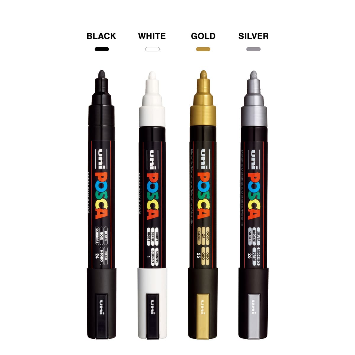 POSCA Paint Marker Set 4-Color PC-5M Medium Mixed Metallic Set