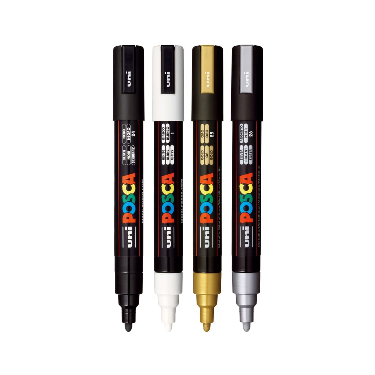 POSCA Paint Marker Set 4-Color PC-5M Medium Mixed Metallic Set