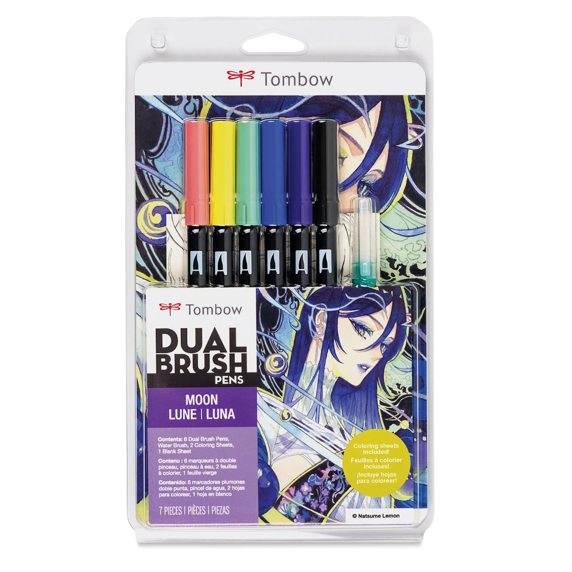Tombow Dual Brush Manga Illustration Pens - Moon, Kit of 10, front of the packaging
