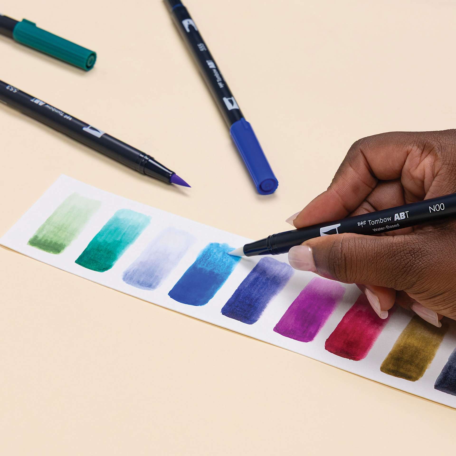 Tombow Dual Brush Pens - Dragons, Set of 10, blending swatches