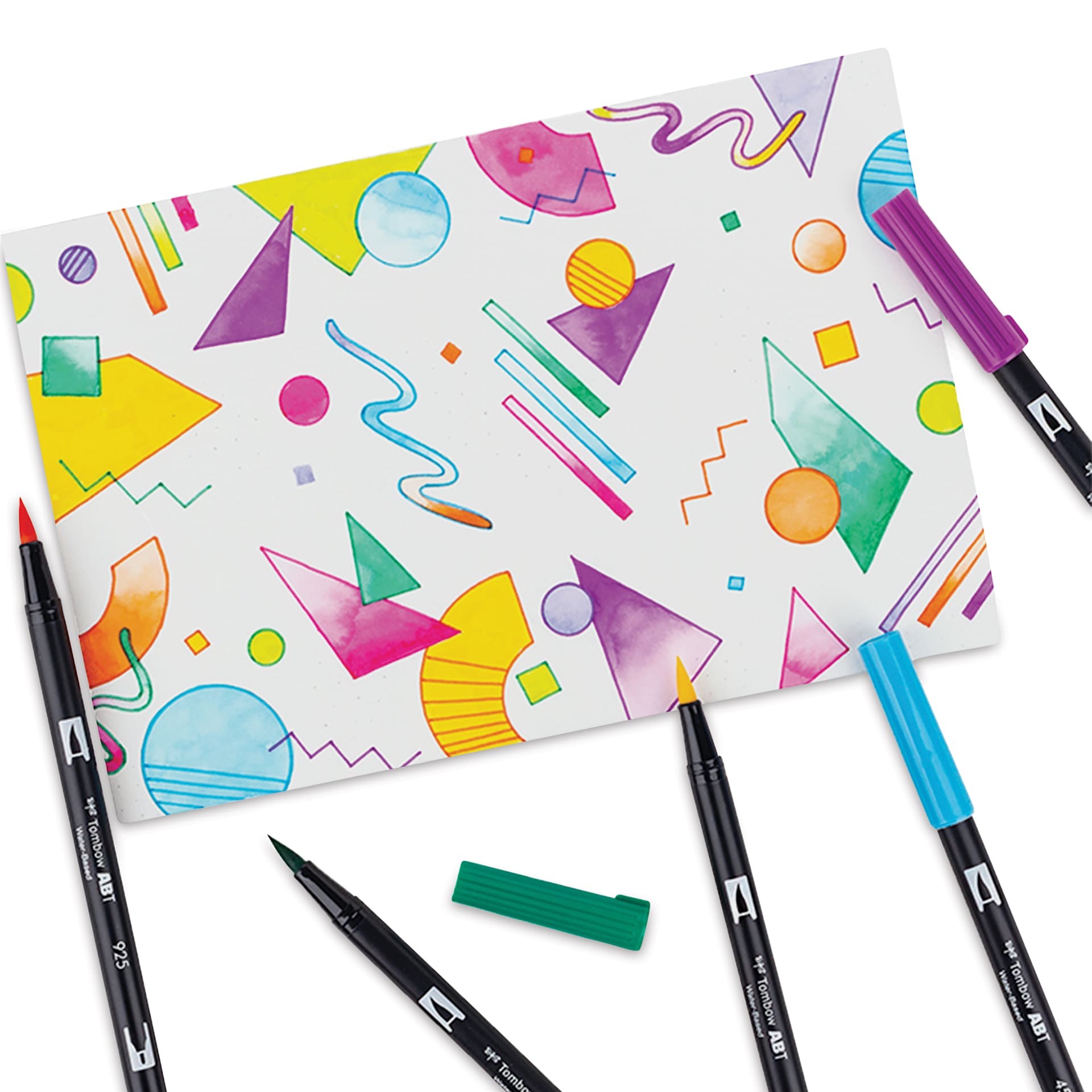 Tombow Dual Brush Pens - Eighties Colors, Set of 10 (pens with graphic shapes)