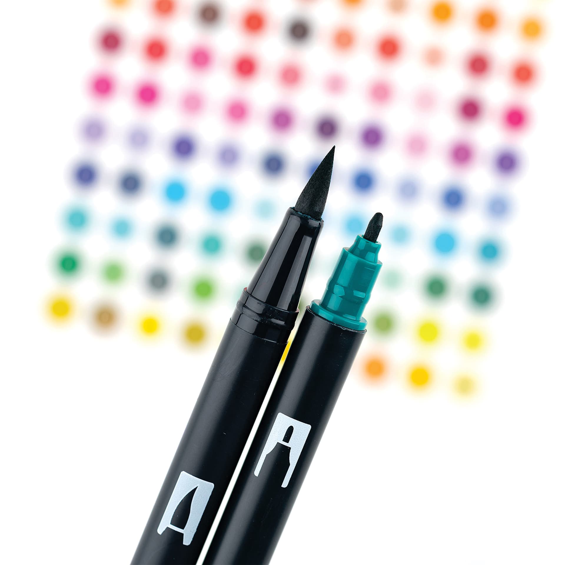 Tombow Dual Brush Pens - Very Berry, Set of 6, close-up of pen nibs