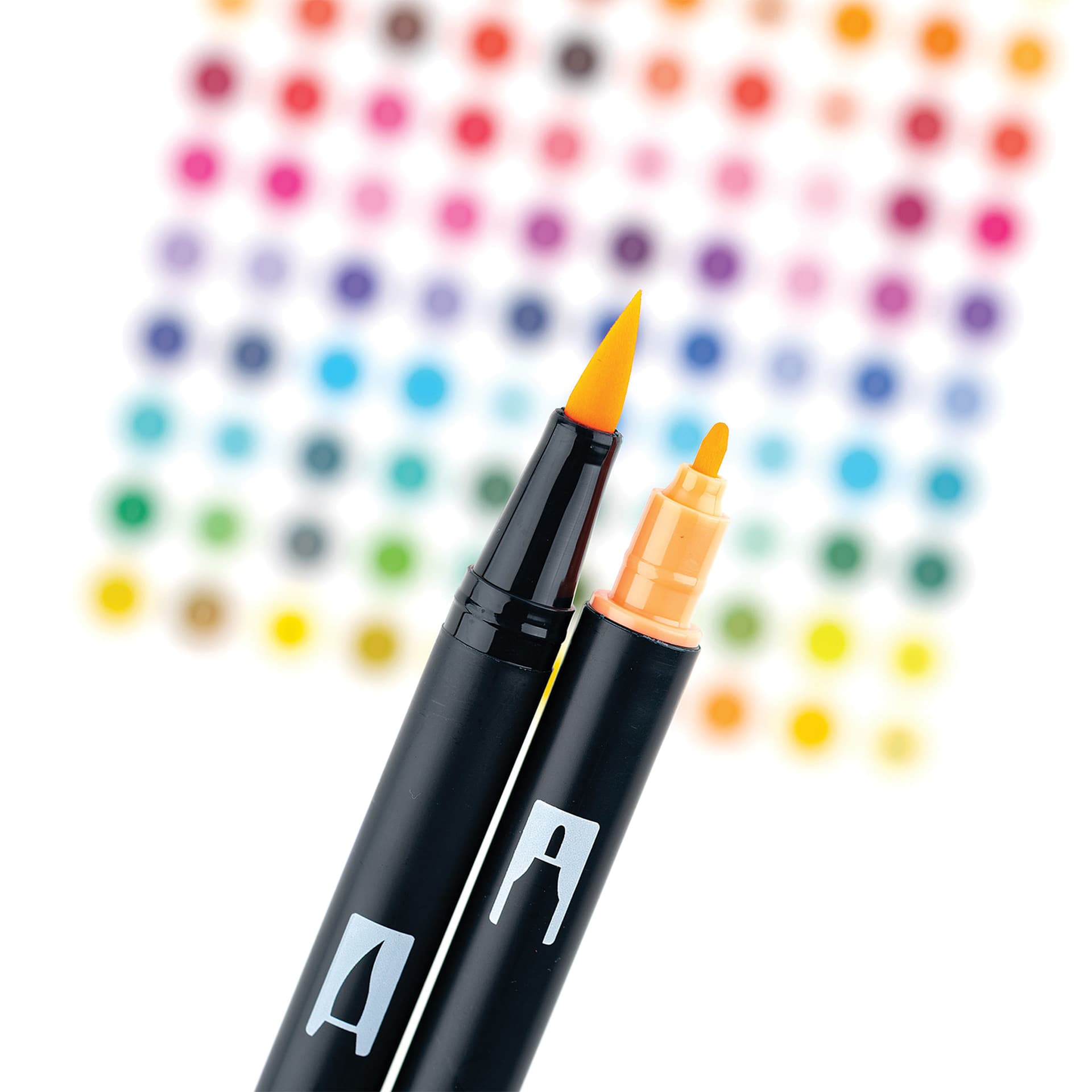 Tombow Dual Brush Pens - Just Peachy, Set of 6, close-up of nibs