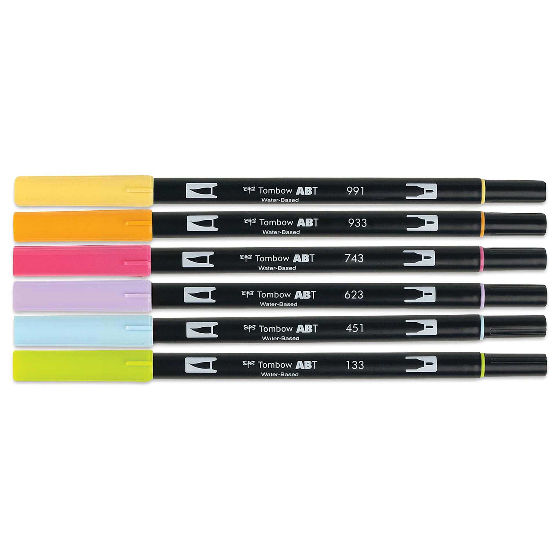 Tombow Dual Brush Pens - Yay Sorbet, Set of 6, out of packaging