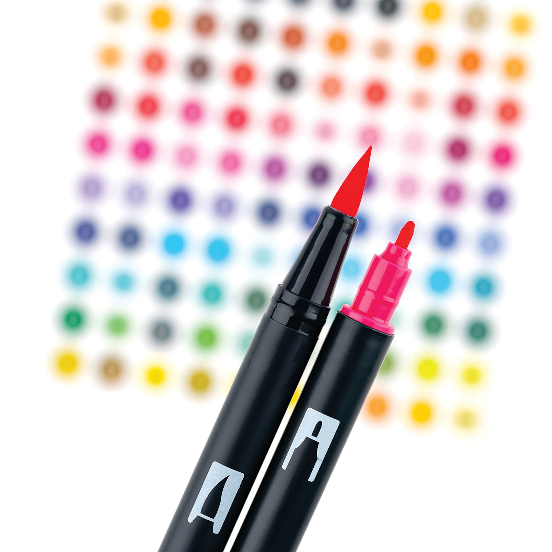 Tombow Dual Brush Pens - Yay Sorbet, Set of 6, close-up of nibs