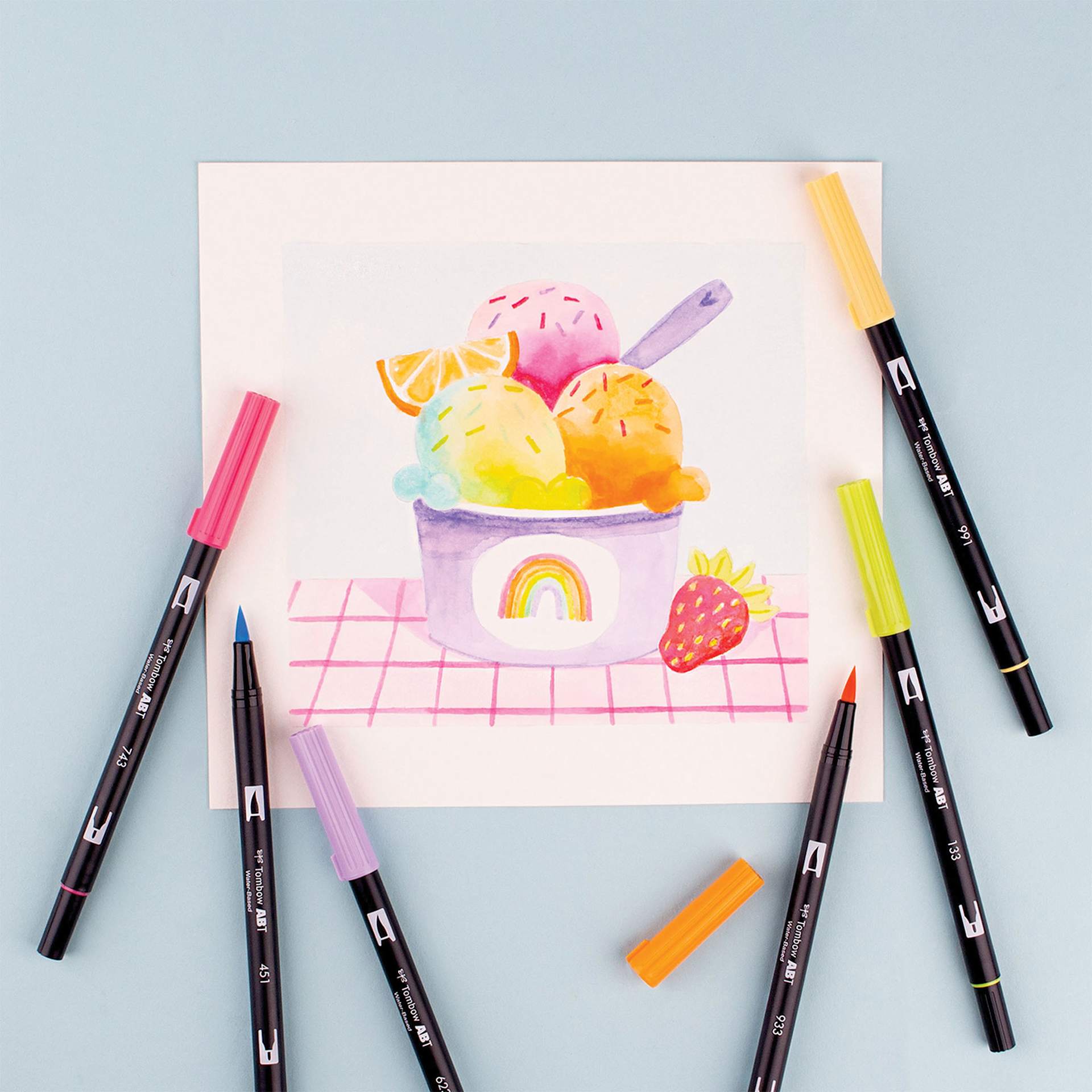 Tombow Dual Brush Pens - Yay Sorbet, Set of 6, sorbet artwork