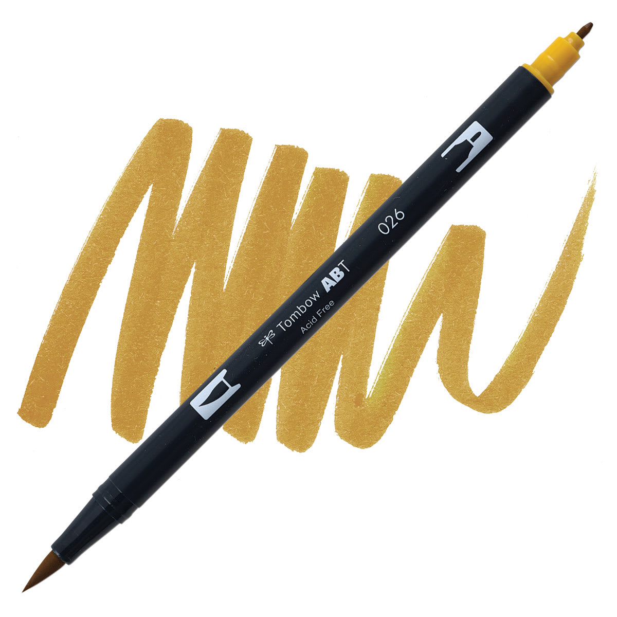 Tombow Dual Brush Pen - Yellow Gold pen and swatch