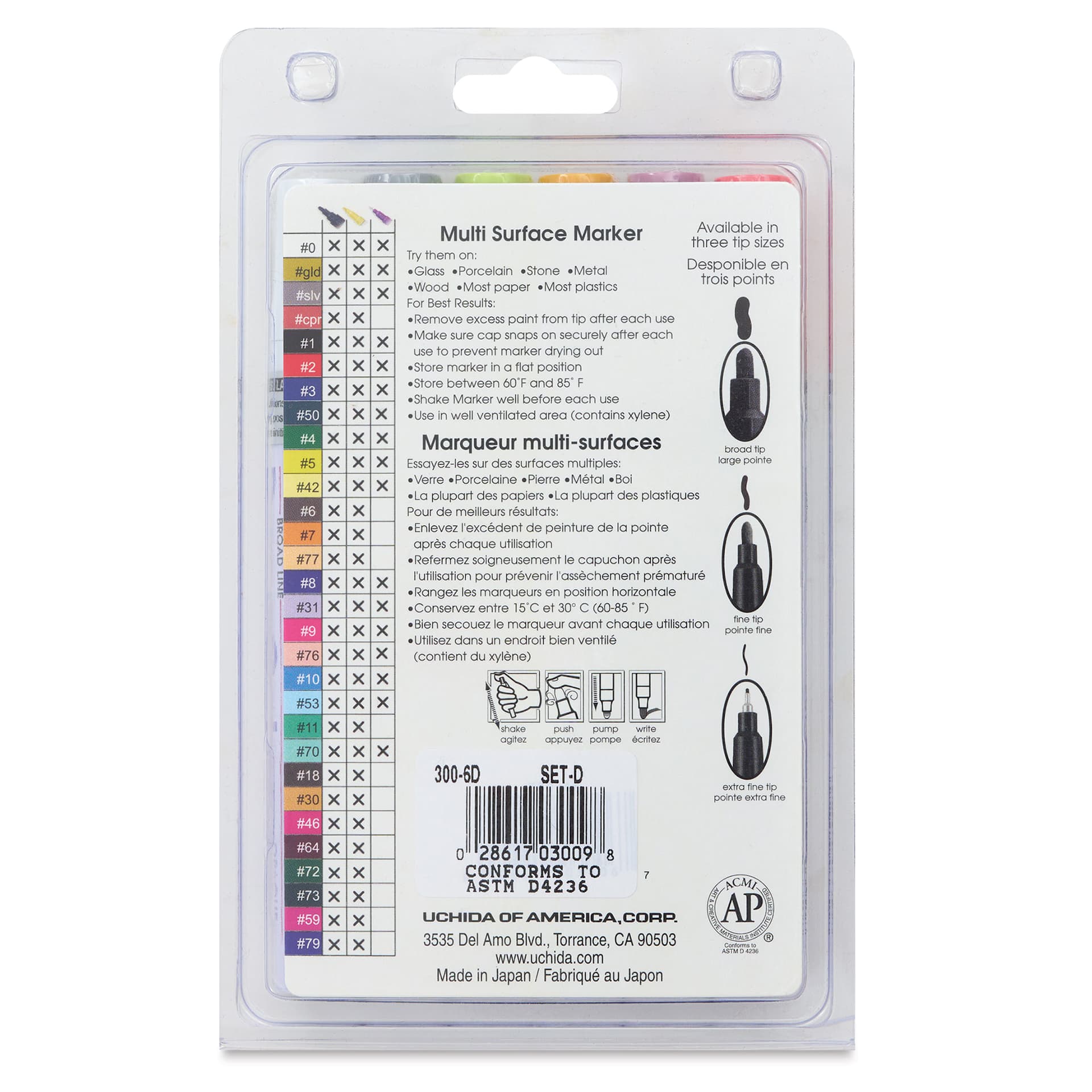 Decocolor Paint Markers- Retro Colors, Set of 6, Broad Tip (Back)