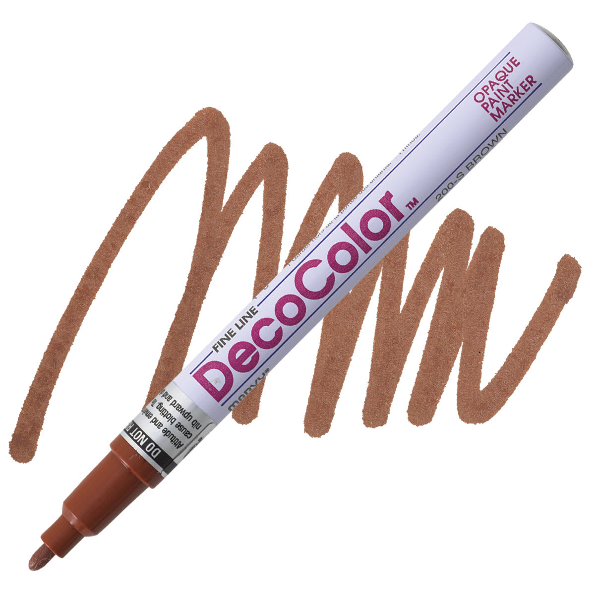 Decocolor Paint Marker - Brown, Fine Tip marker and swatch