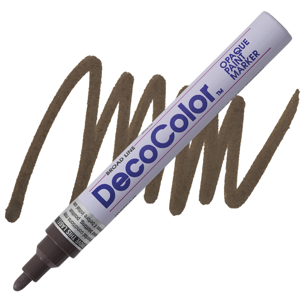 Decocolor Paint Marker - Dark Brown, Broad Tip marker and swatch