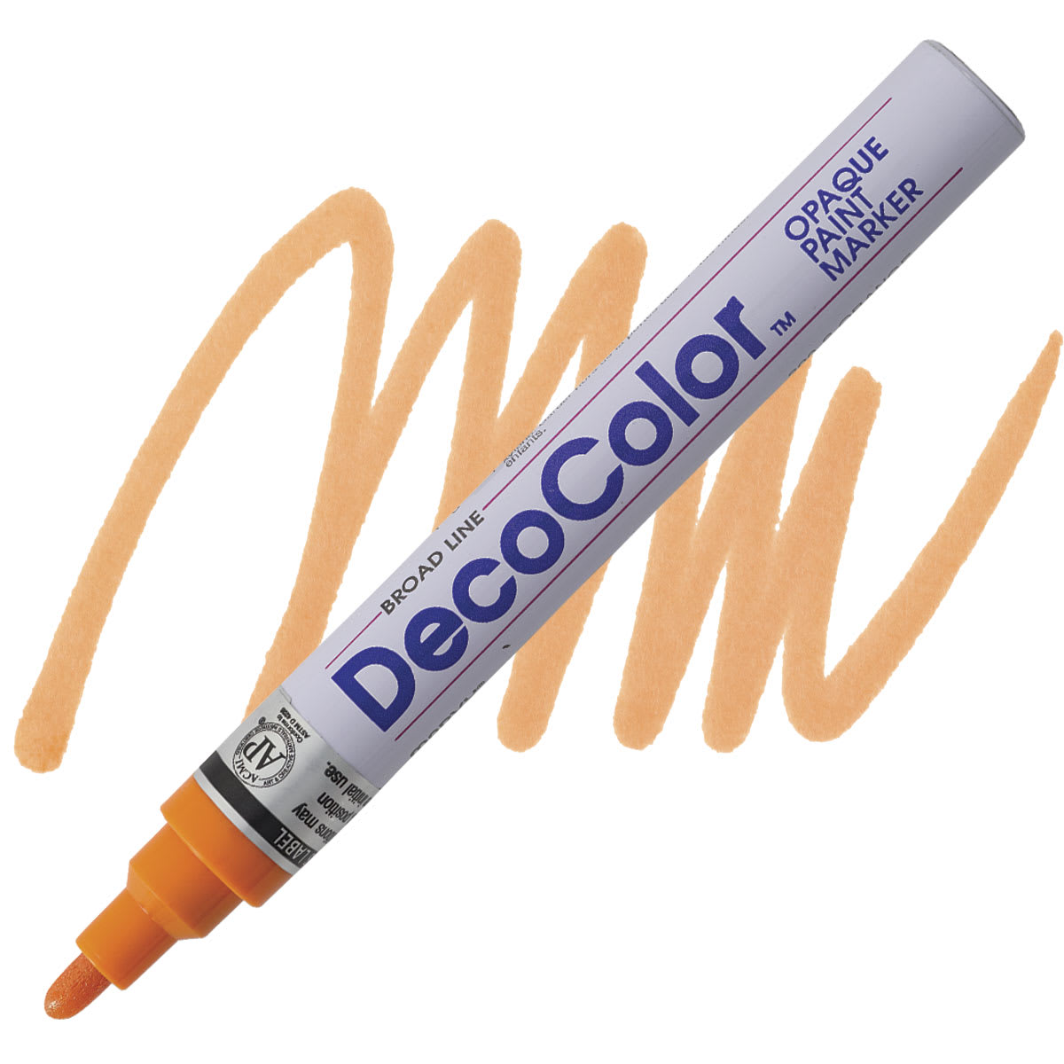 Decocolor Paint Marker - Orange, Broad Tip marker and swatch