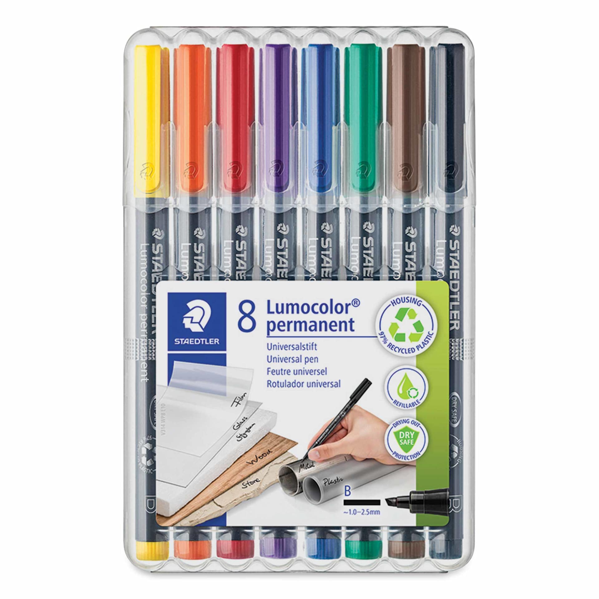 Staedtler Lumocolor Permanent Markers - Set of 8, Assorted, Broad