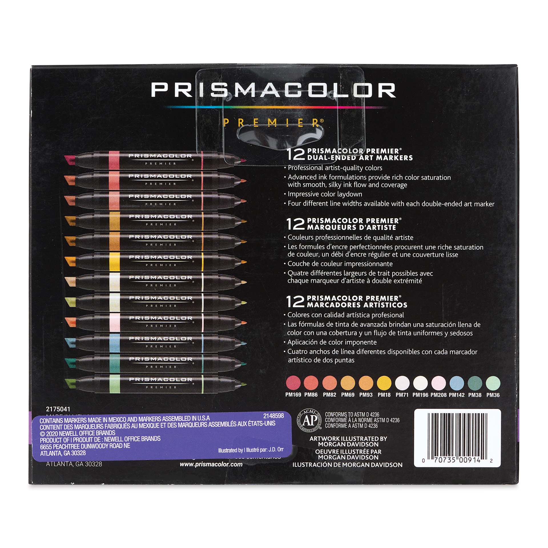 Prismacolor Premier Dual-Ended Art Markers - Mid Tones, Set of 12