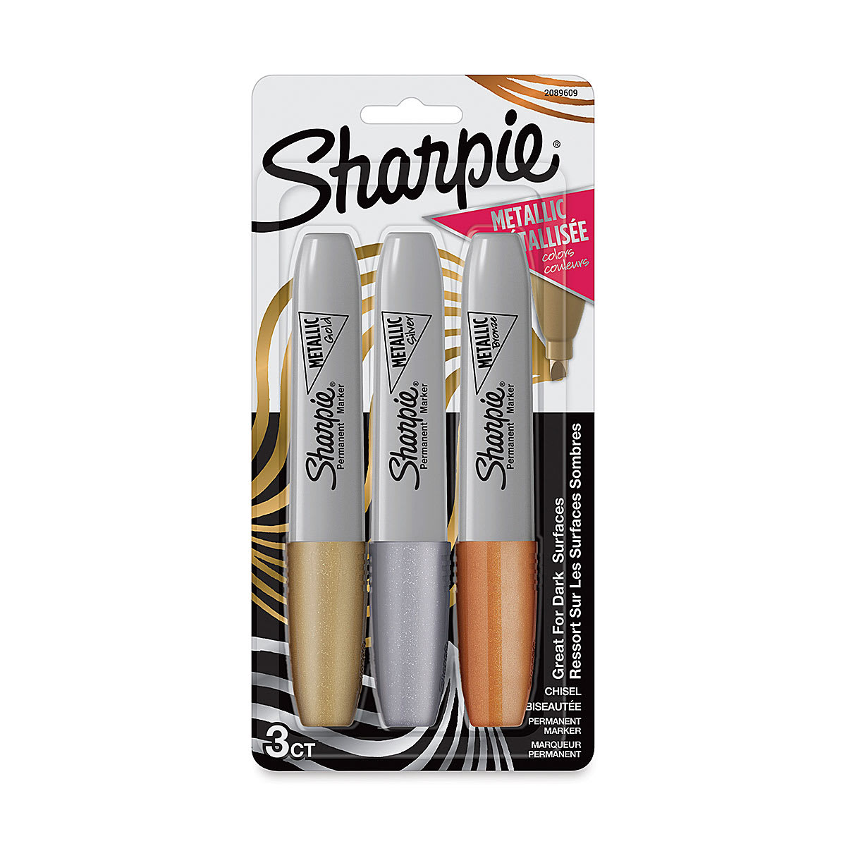 Sharpie Chisel Tip Markers - Set of 3, Gold/Silver/Bronze (in package)