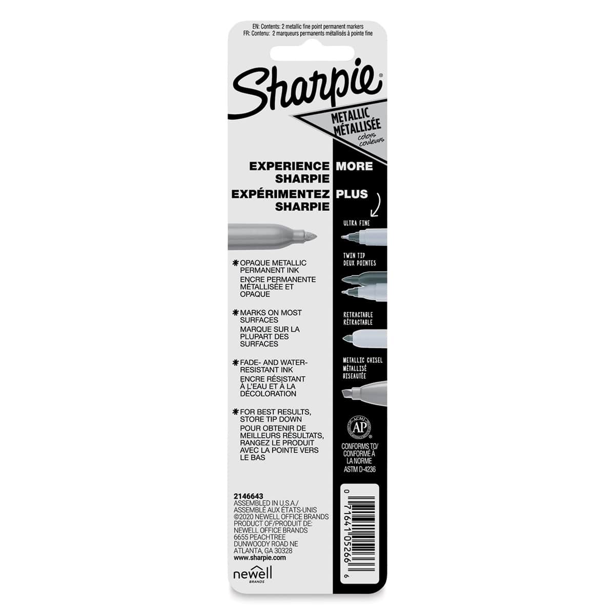 Sharpie Metallic Fine Point Marker - Gold, Pkg of 2 (back of package)