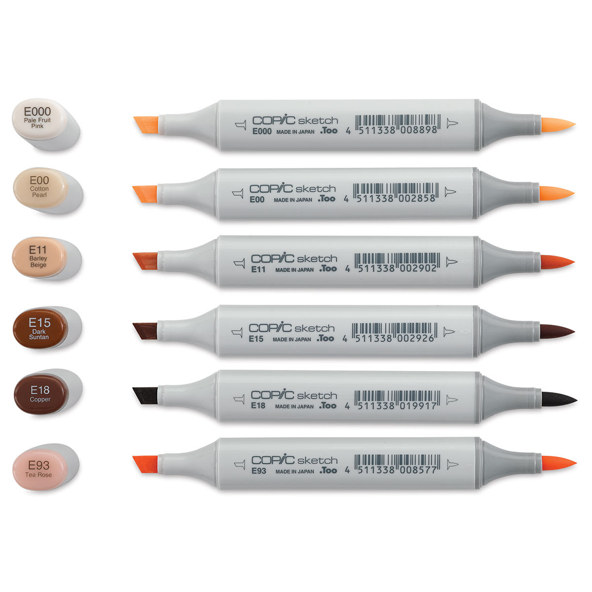 Copic Sketch Markers - Portrait Colors, Set of 6 (set contents)