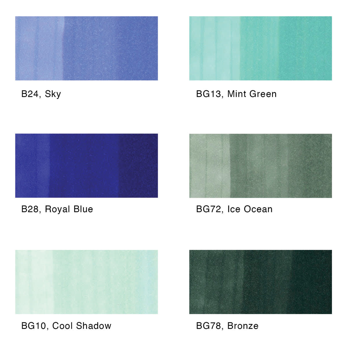 Copic Sketch Marker Set - Set of 6, Sea & Sky Colors