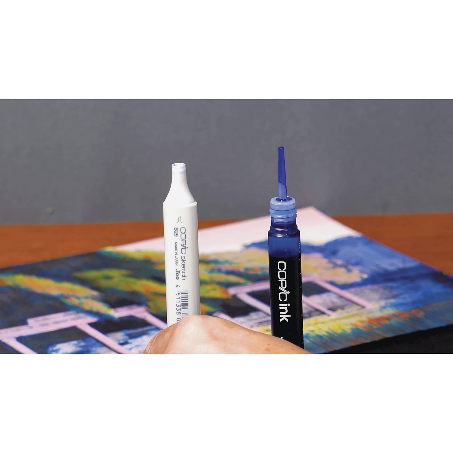 Copic Sketch Markers, marker next to refill