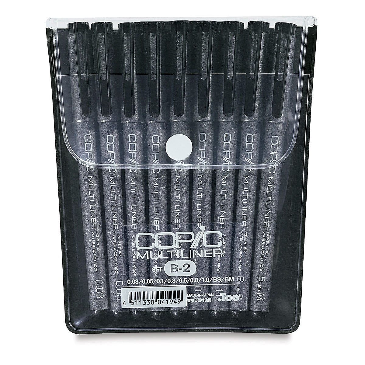 Copic Multiliner Pens - B-2, Black, Assorted Nibs, Set of 9
