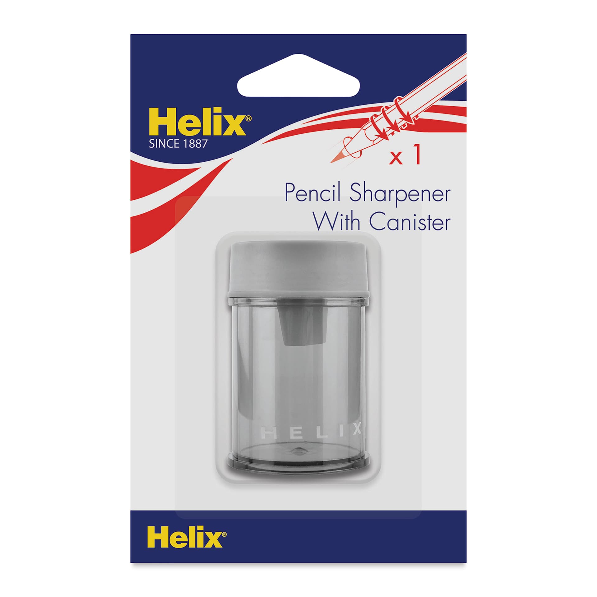Helix Hand-Held Pencil Sharpener - Single Hole, front of the packaging