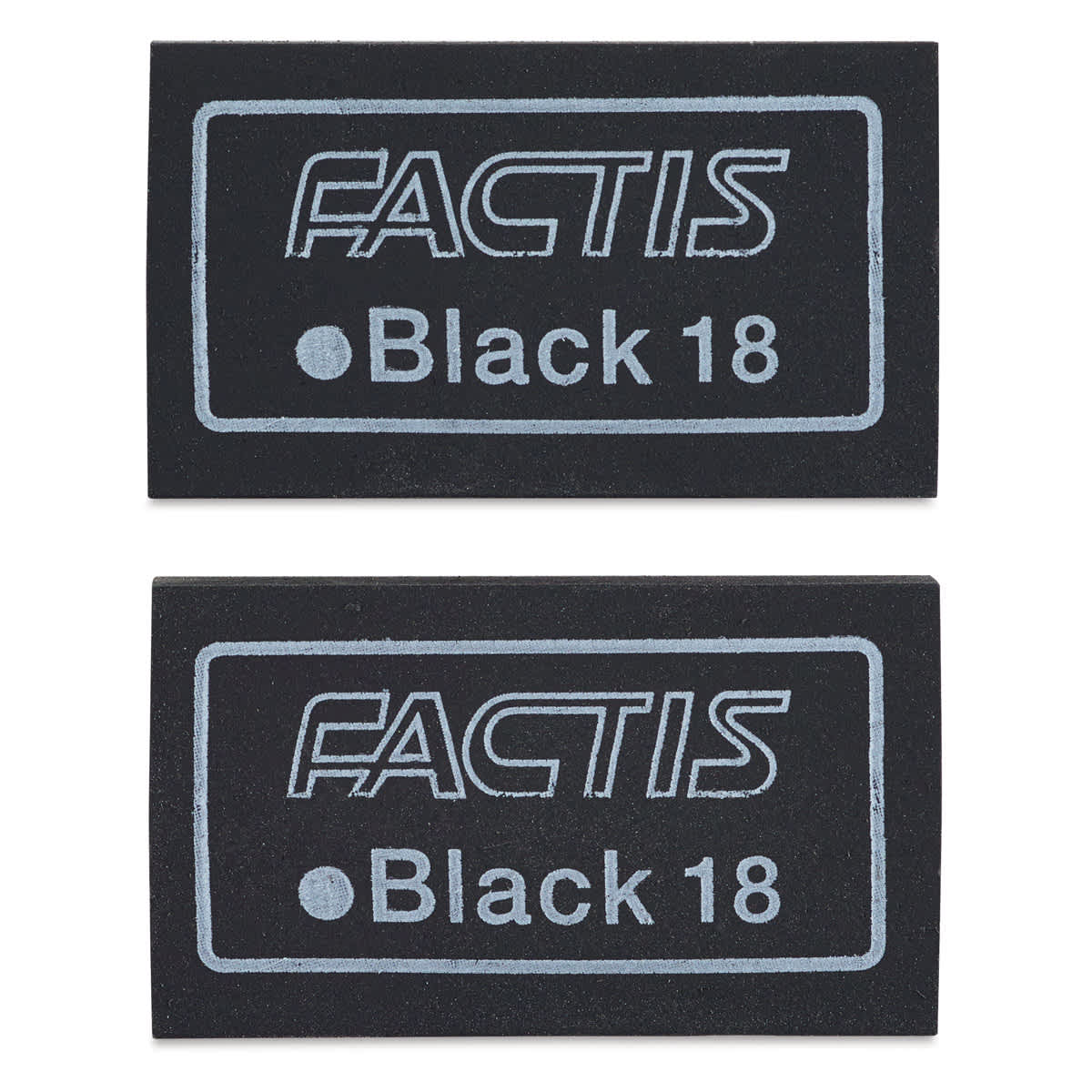 General's Factis Magic Black Eraser - Top view of two erasers shown