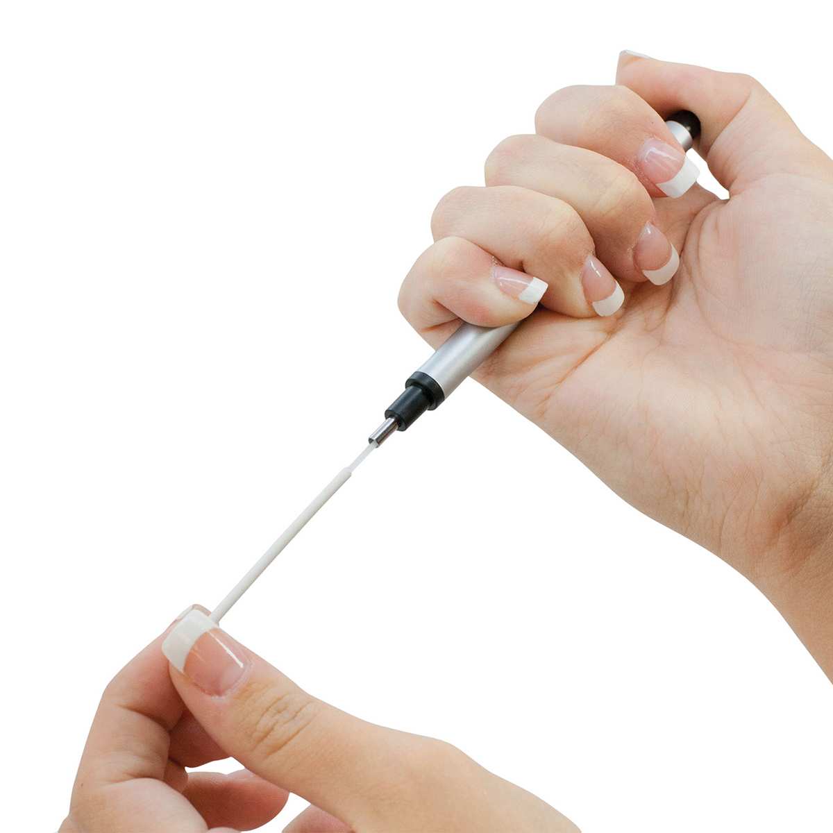 Tombow Mono Zero Refills are inserted with the thinnest side into the tip of the eraser barrel first.