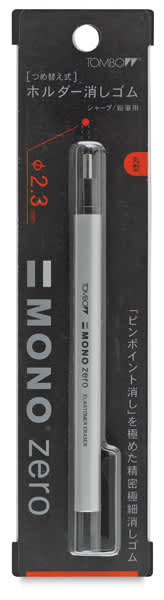 Tombow Mono Zero Refillable Eraser- Silver, Single, Round (in package)