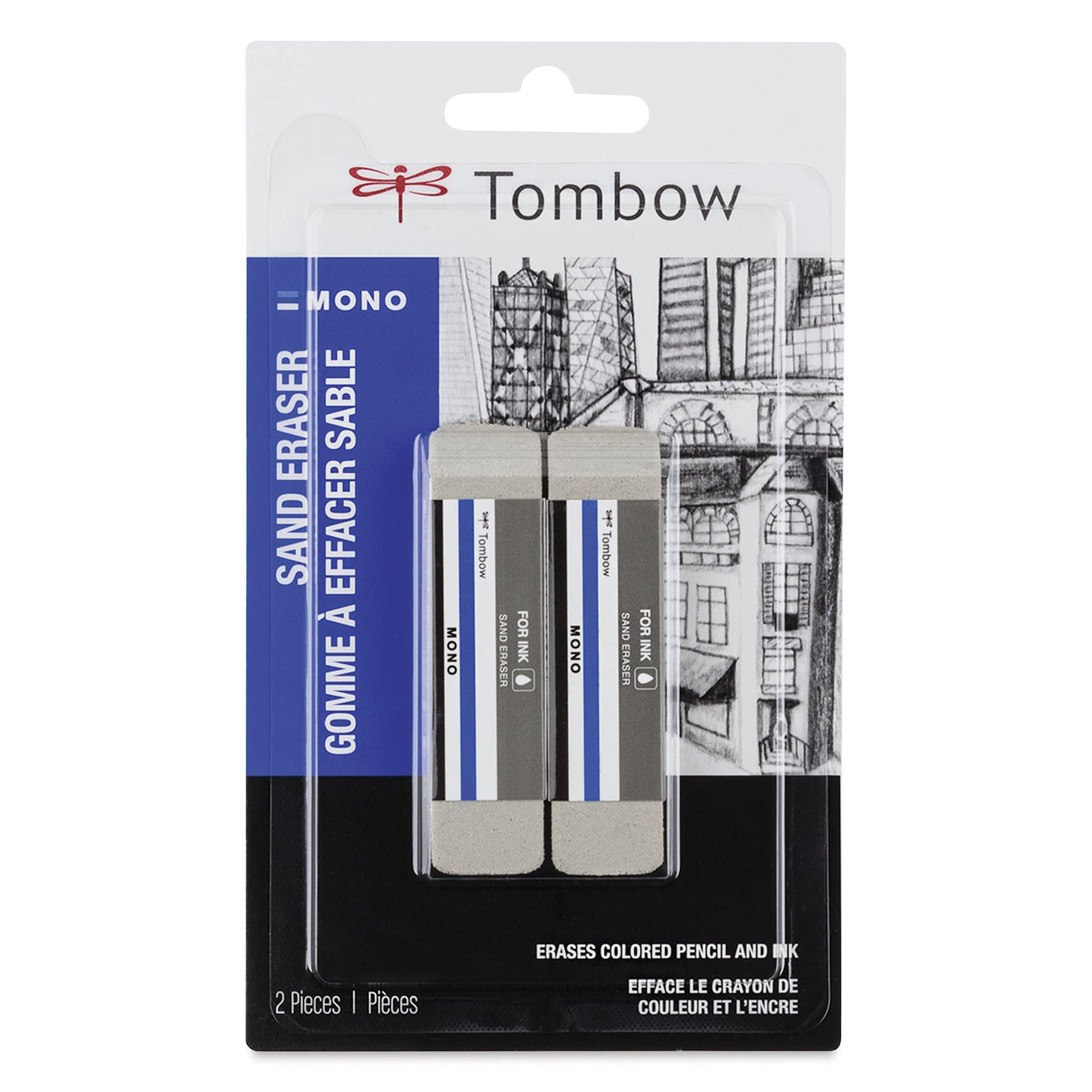 Tombow Mono Colored Pencil Eraser - Pkg of 2, front of the packaging