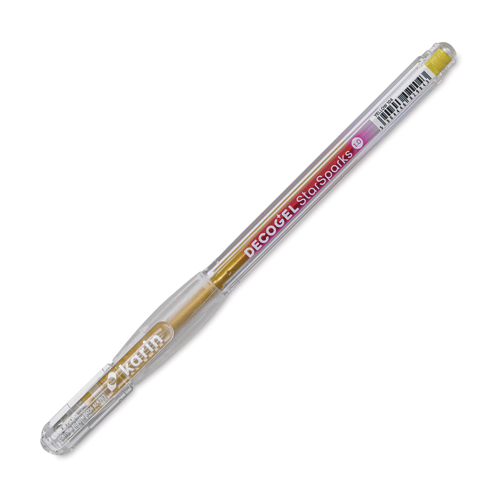 Karin DecoGel StarSparks Pen - 104, Yellow, cap on