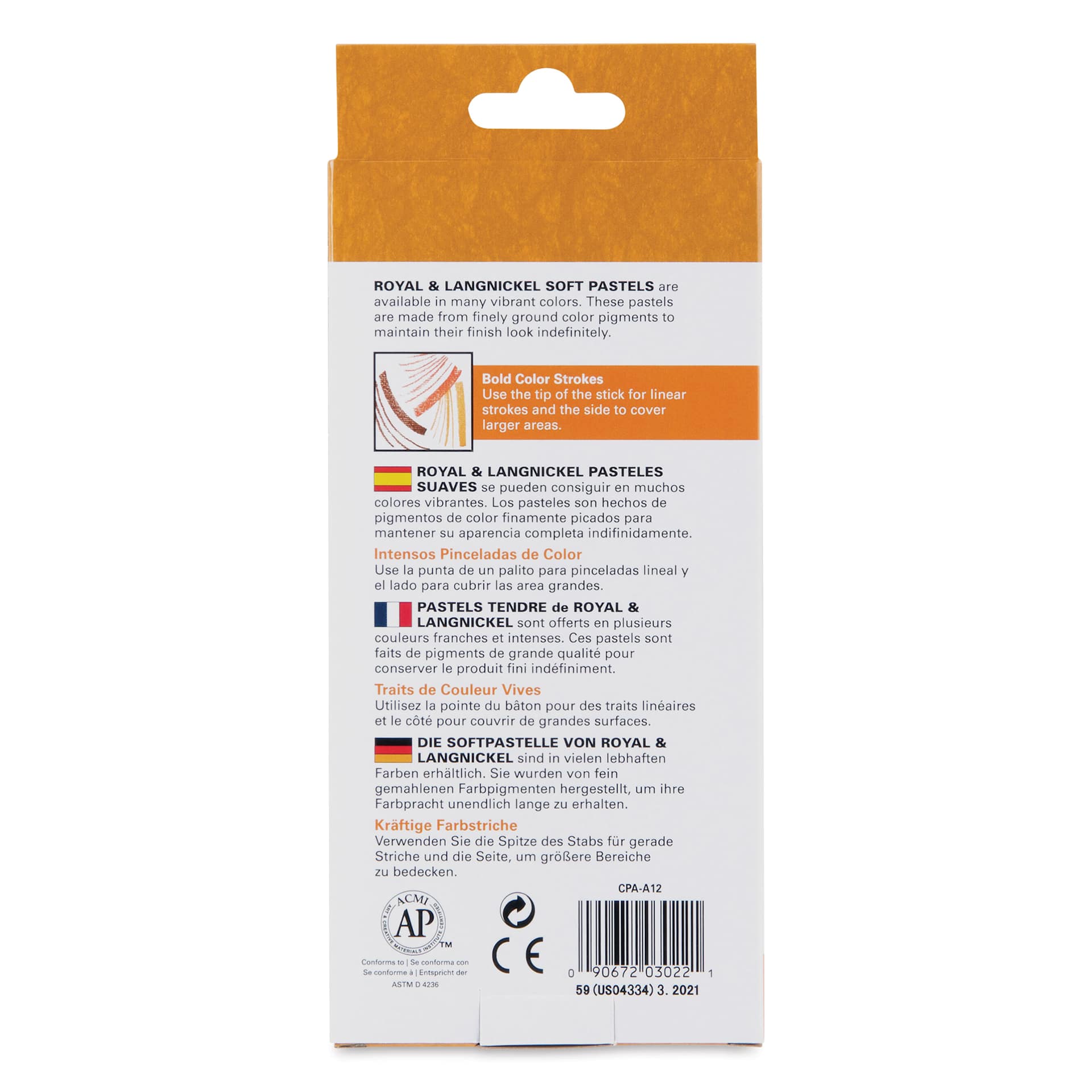Royal & Langnickel Soft Pastel Set - Set of 12, Assorted, back of packaging