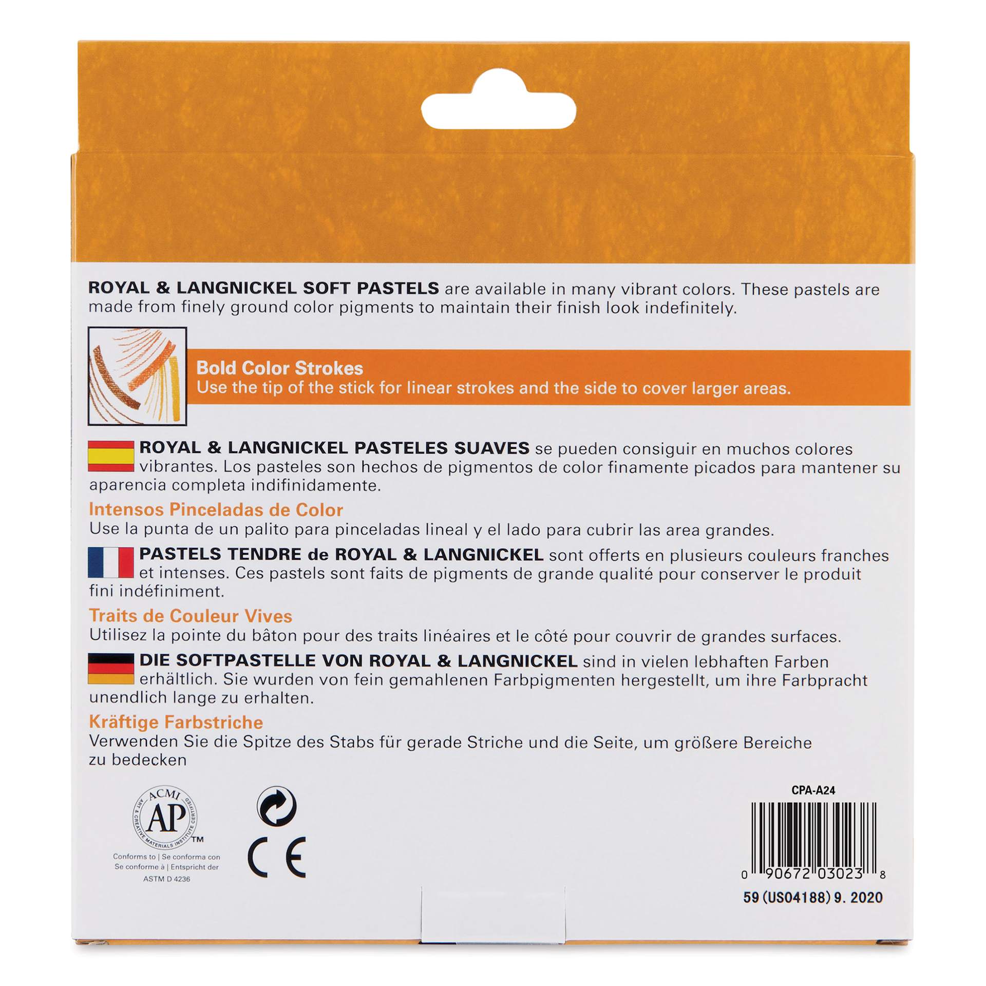 Royal & Langnickel Soft Pastel Set - Set of 24, Assorted, back of packaging