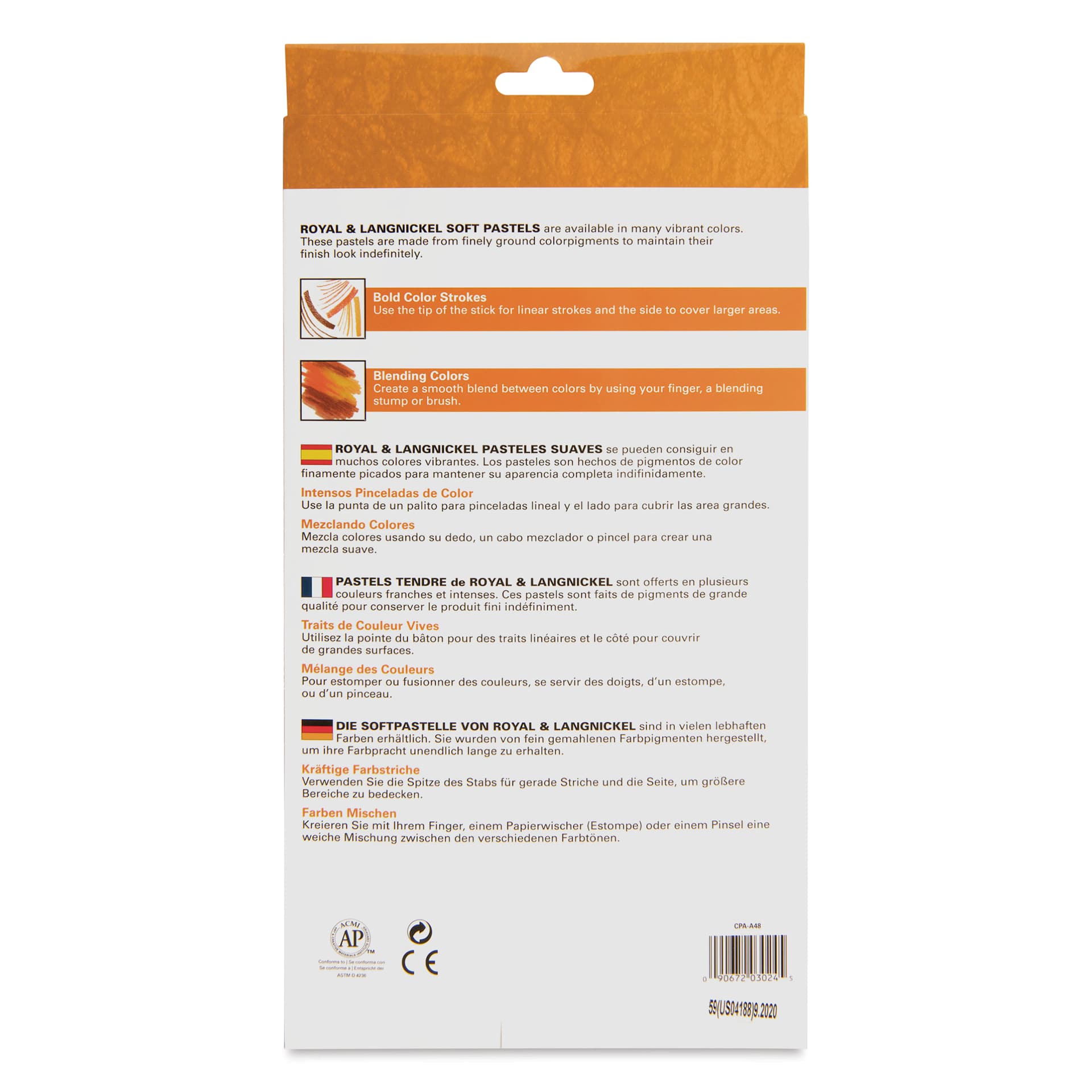 Royal & Langnickel Soft Pastel Set - Set of 48, Assorted, back of packaging