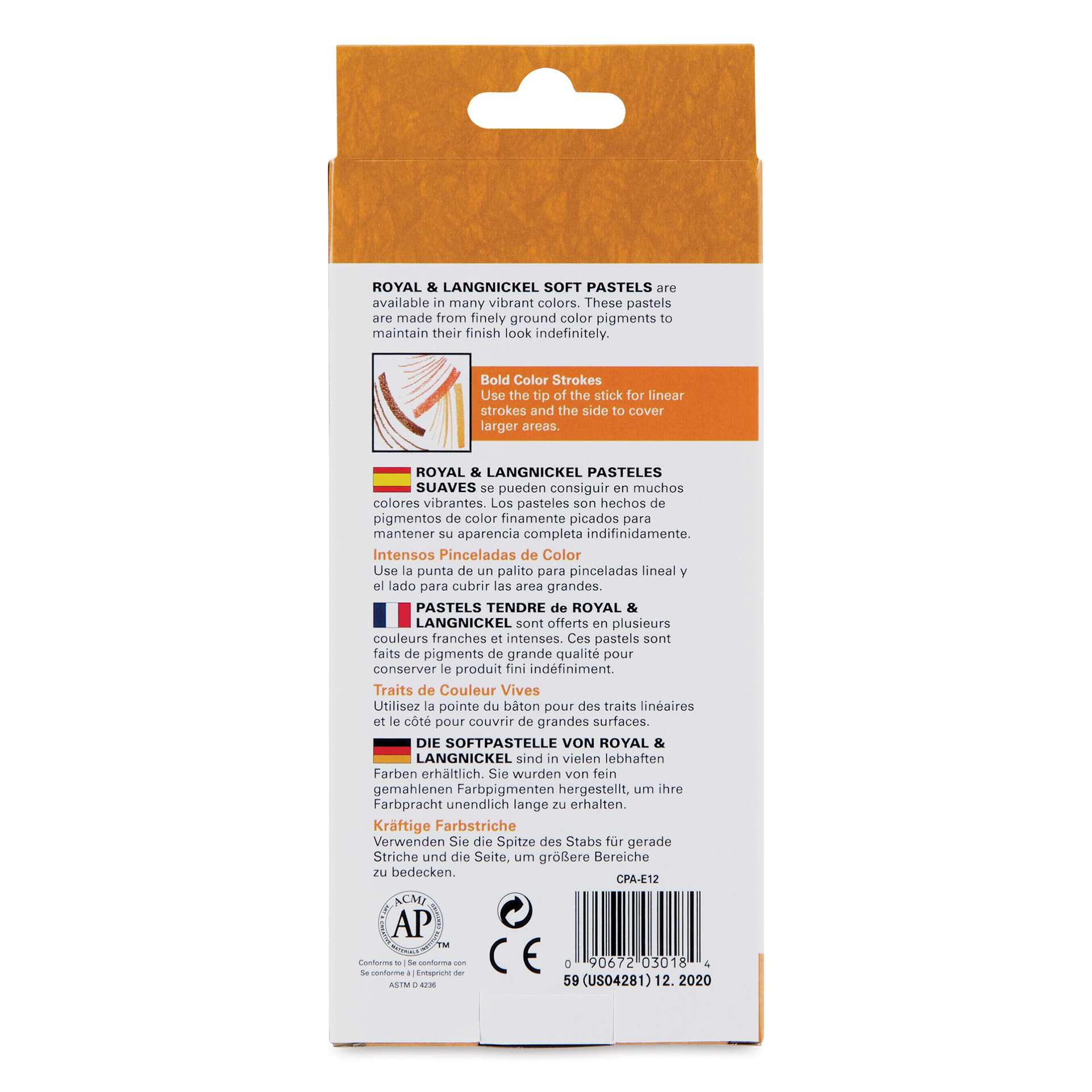 Royal & Langnickel Soft Pastel Set - Set of 12, Earth Tones, back of packaging
