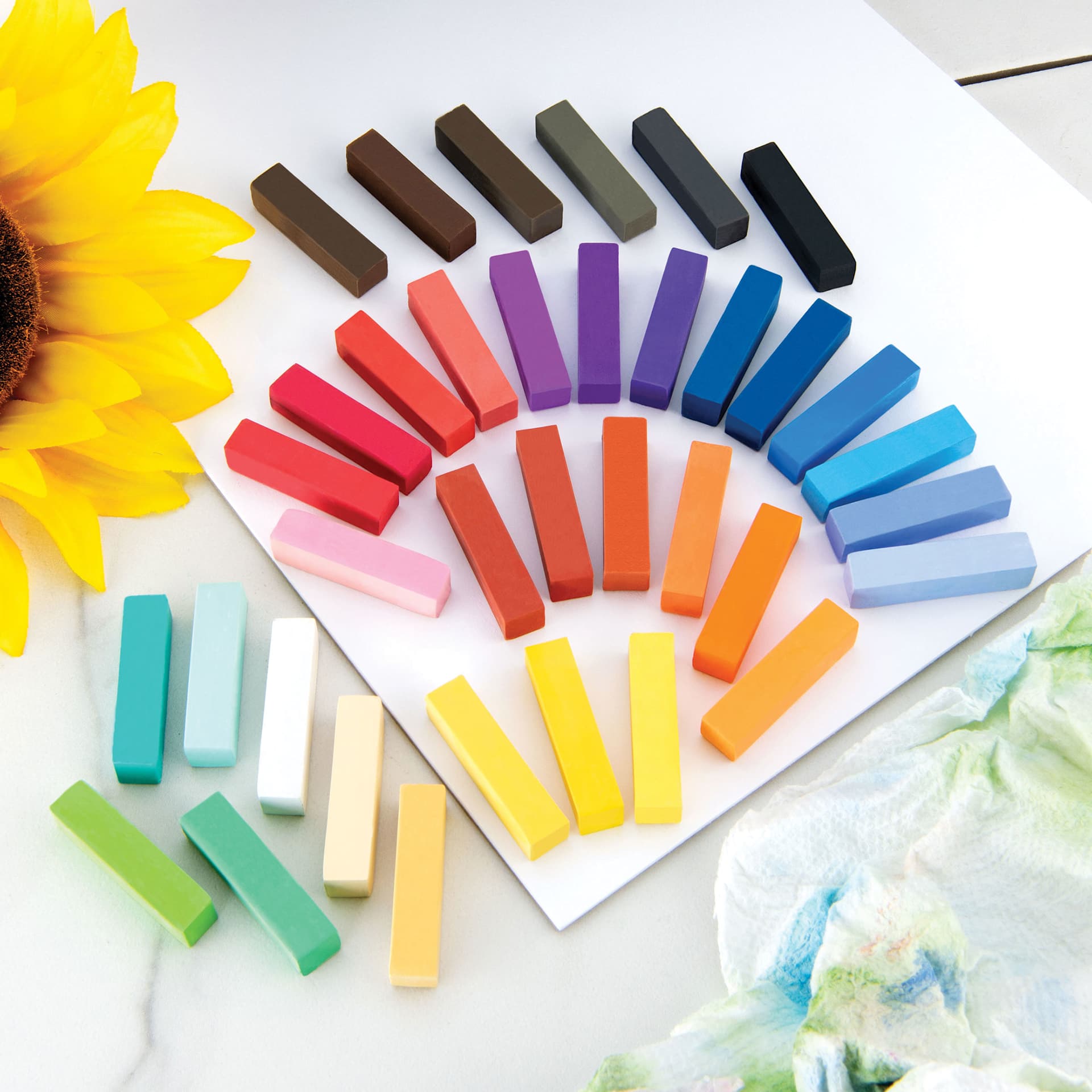 Royal & Langnickel Soft Pastel Set - Set of 36, Assorted, contents laying on paper board