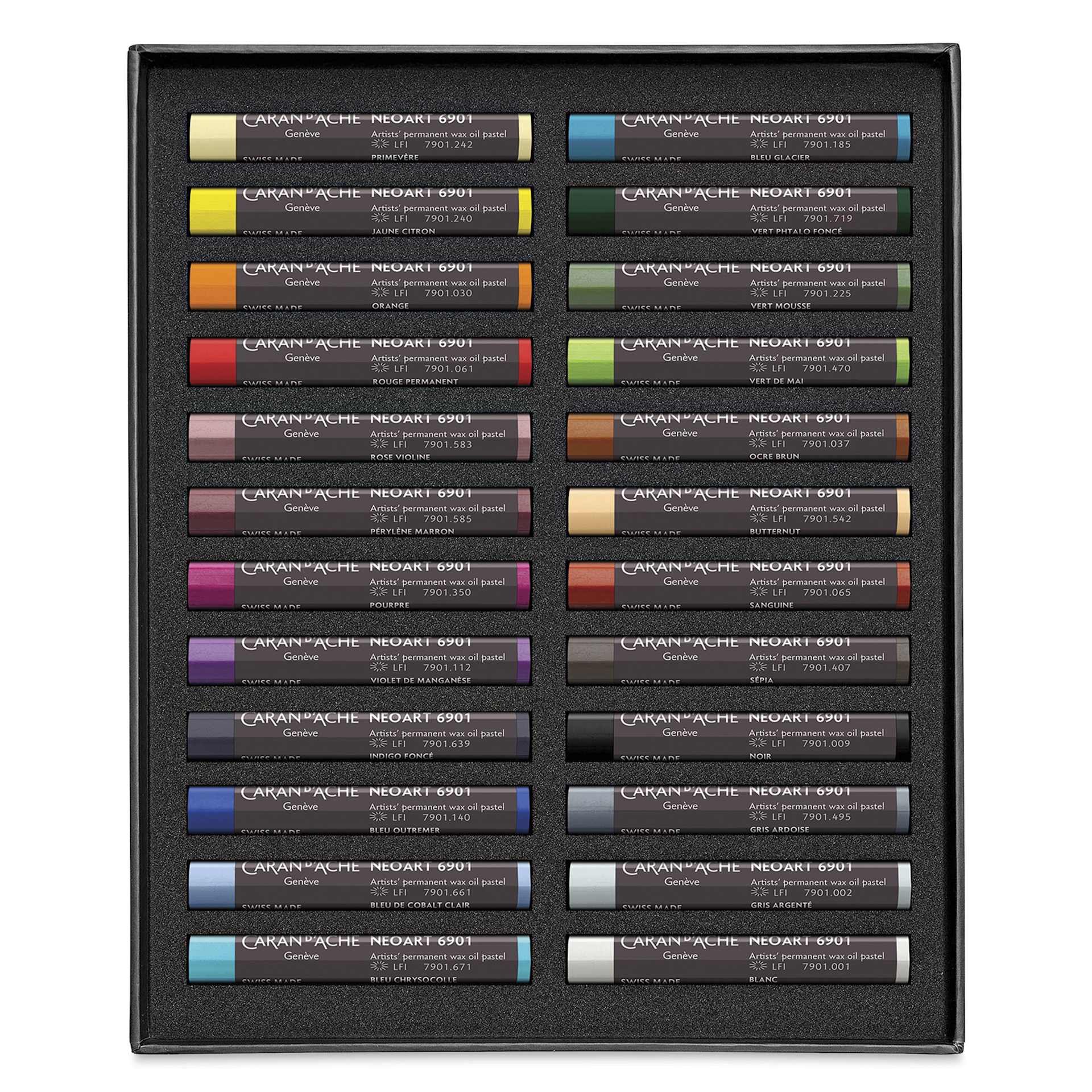 Caran d’Ache Neoart 6901 Pastels - Set of 24, Assorted Colors set contents