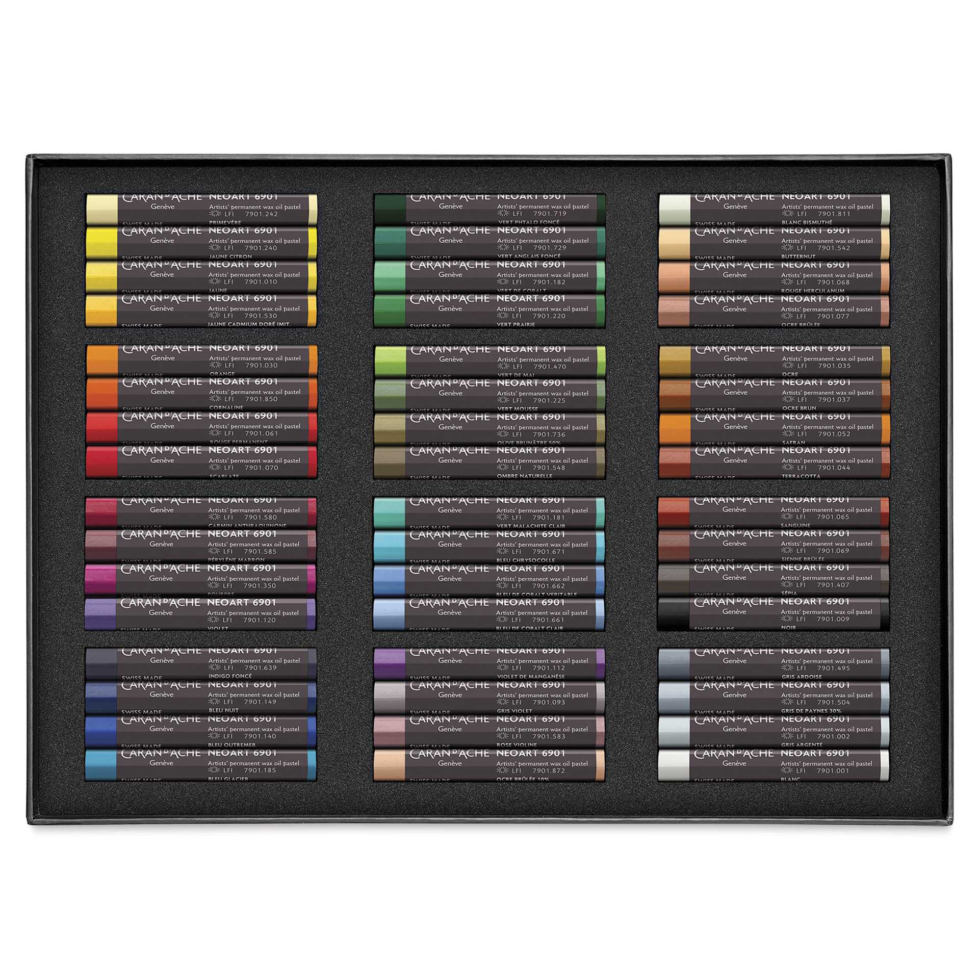 Caran d’Ache Neoart 6901 Pastels - Assorted Colors, Set of 48 set contents