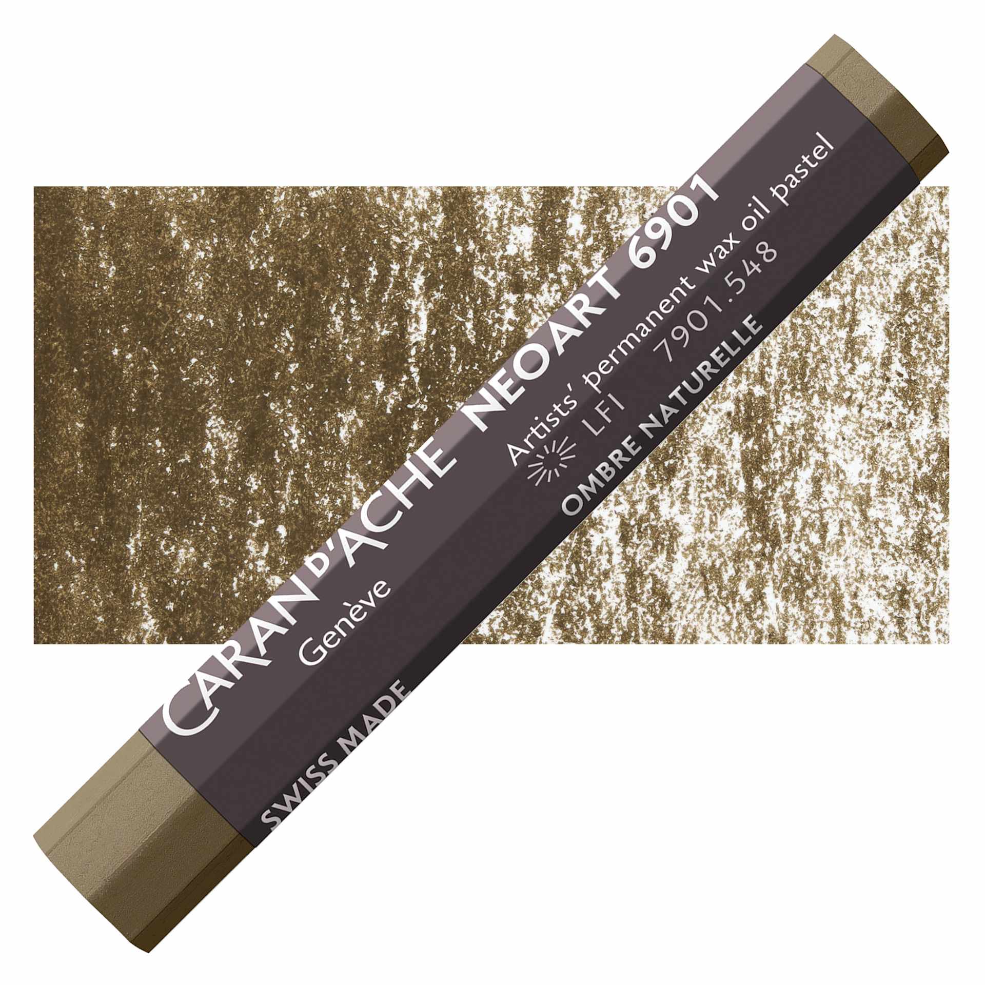 Caran d’Ache Neoart 6901 Pastel - Raw Umber, pastel and swatch