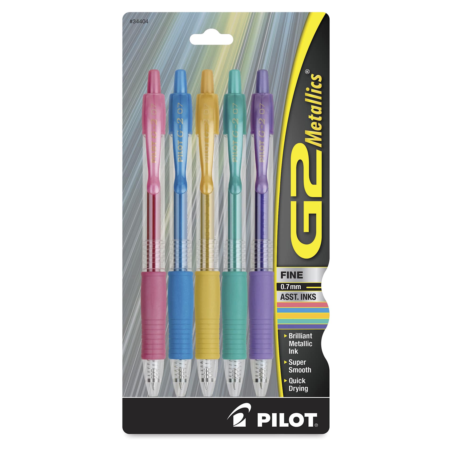 Pilot G2 Gel Pens - Metallic Colors, 0.7 mm, Fine, Set of 5 - front of packaging