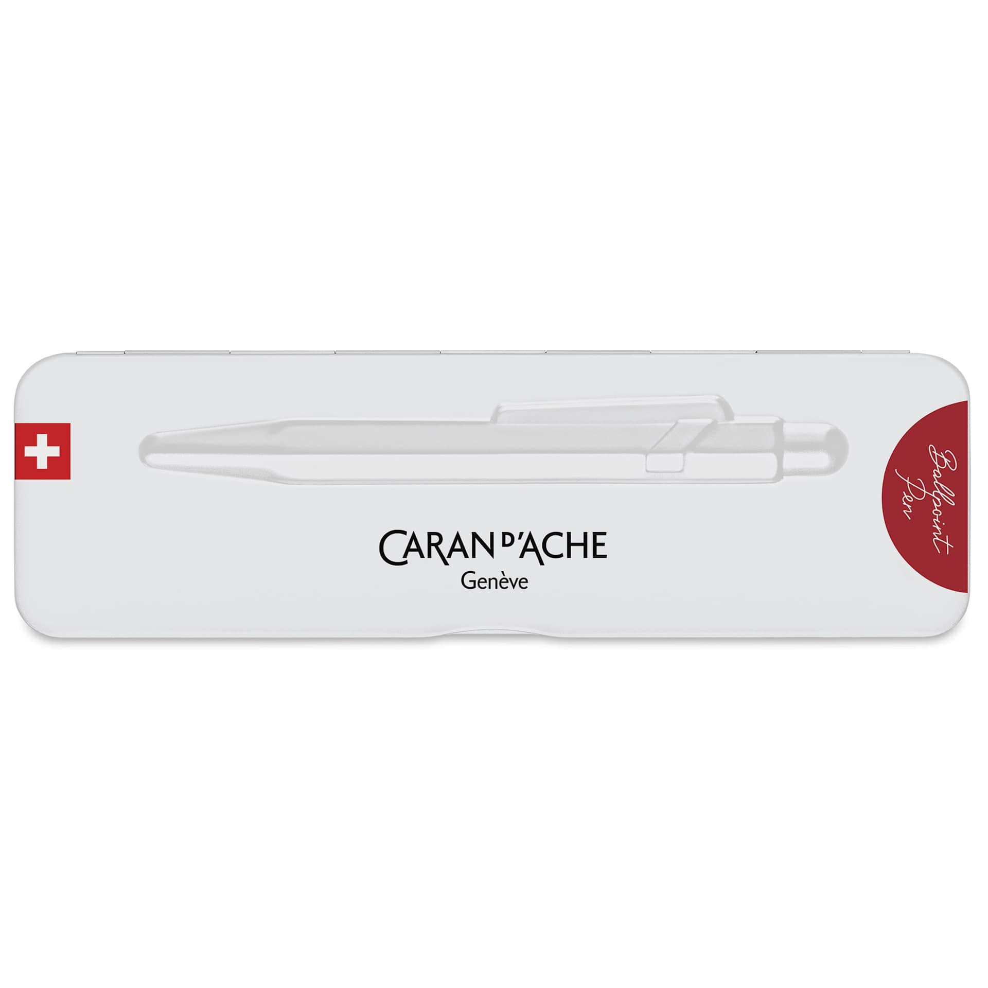 Caran d'Ache Colormat-X 849 Ballpoint Pen - Red, front of case