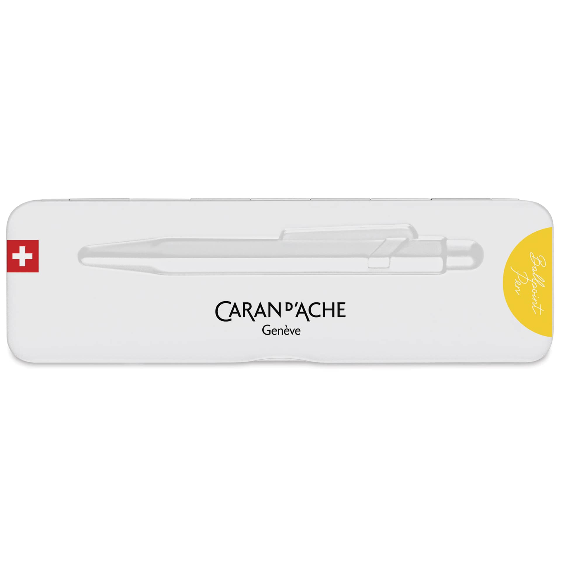 Caran d'Ache Colormat-X 849 Ballpoint Pen - Yellow, front of case