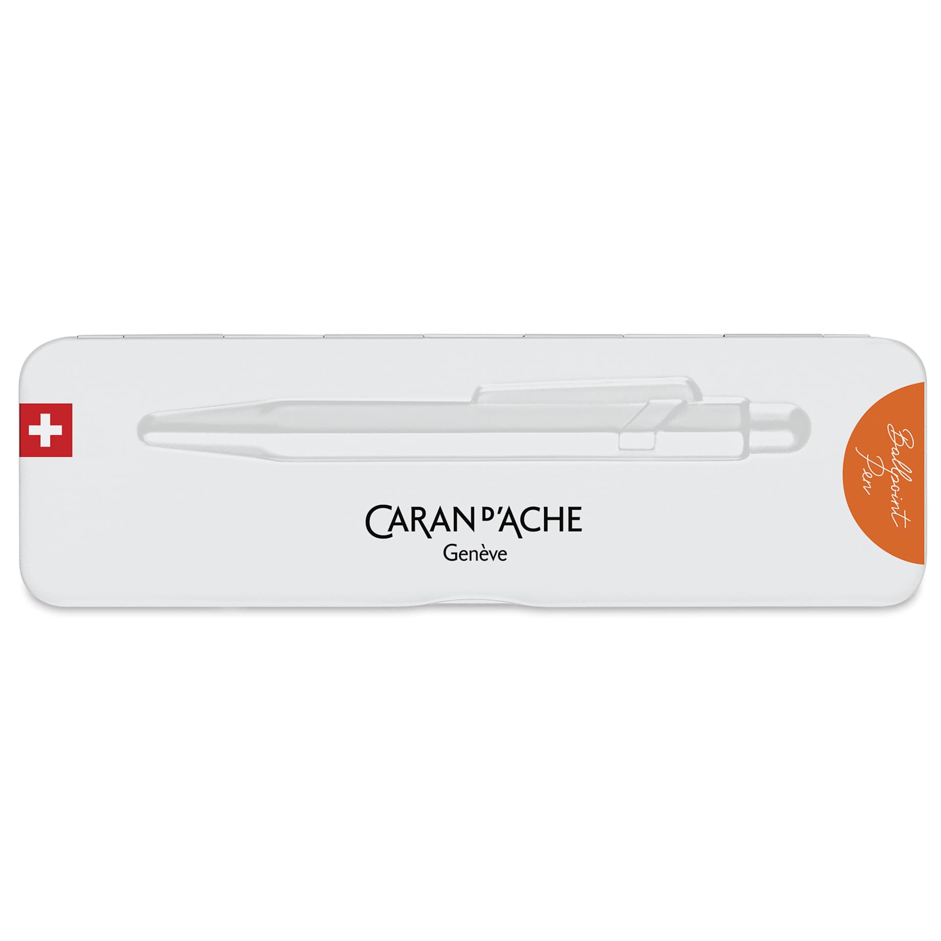 Caran d'Ache Colormat-X 849 Ballpoint Pen - Orange, front of case