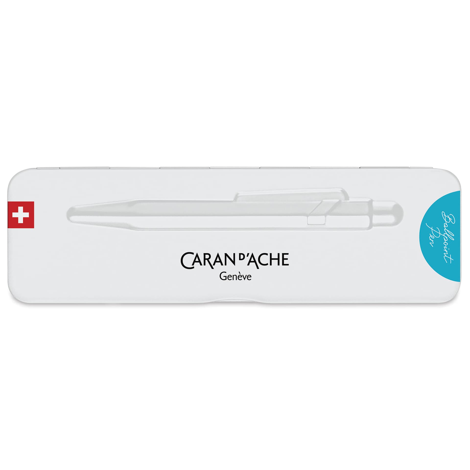 Caran d'Ache Colormat-X 849 Ballpoint Pen - Turquoise, front of case