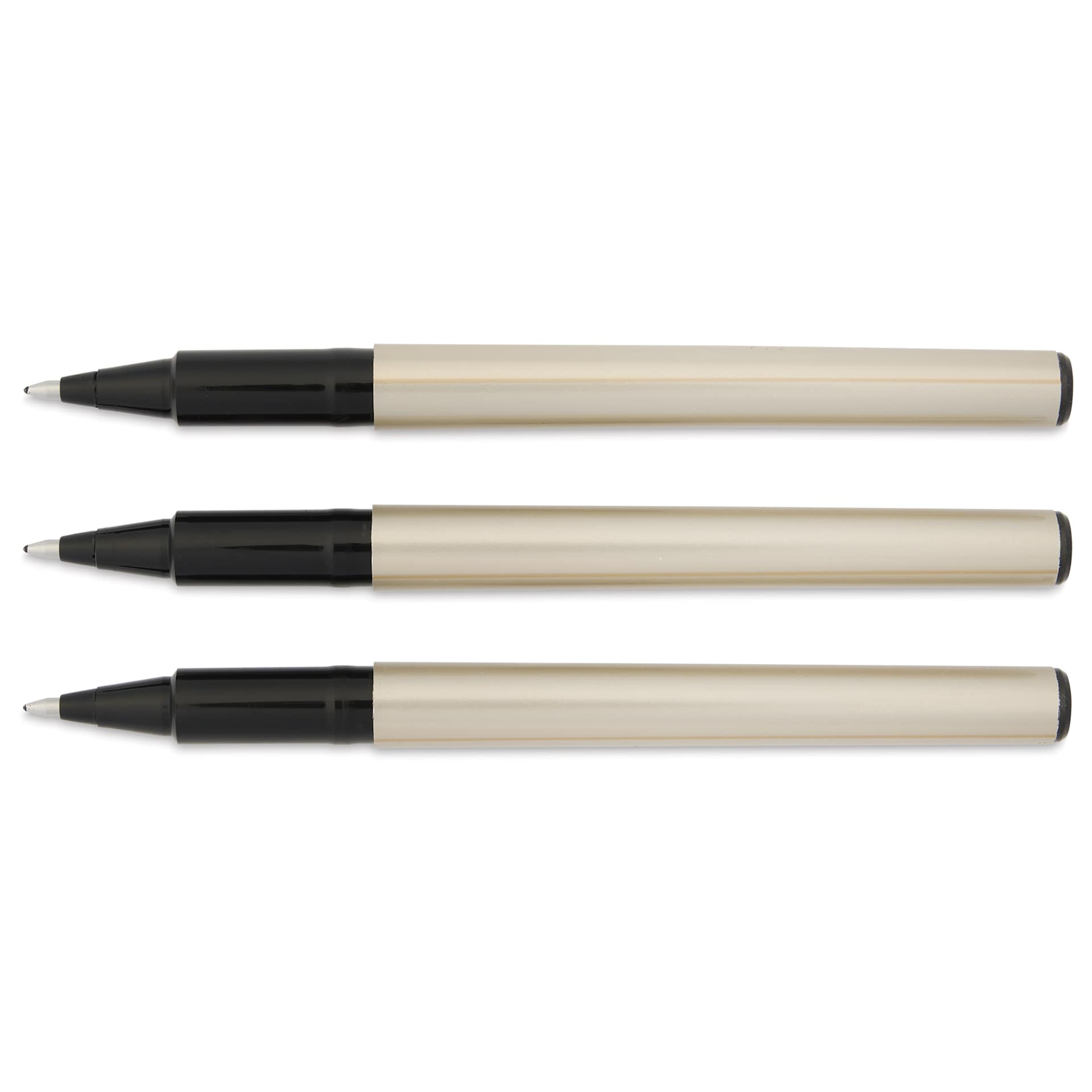 Uni-Ball Deluxe Rollerball Pens - Champagne, Fine Tip, 0.7 mm, Set of 3, cap off
