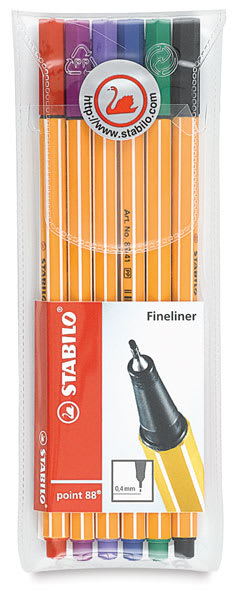 Stabilo Point 88 Fineliner Pen Set - Wallet, Set of 6 Stabilo Point 88 Fineliner Pen Set - Wallet, Set of 6