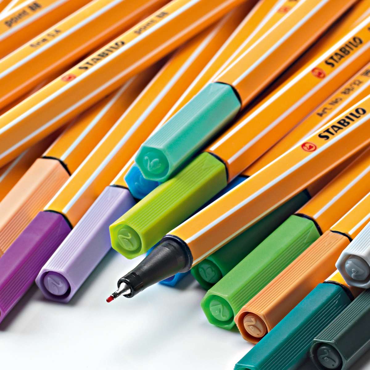 Stabilo Point 88 Fineliner Pens - Set of 30, Roller Case, Assorted Colors