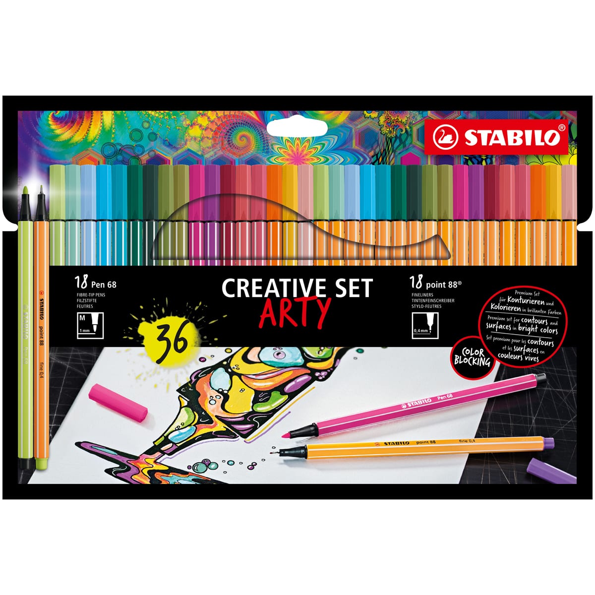 Stabilo Point 88 Fineliner Pens - Set of 36, Arty Mix Set, Assorted