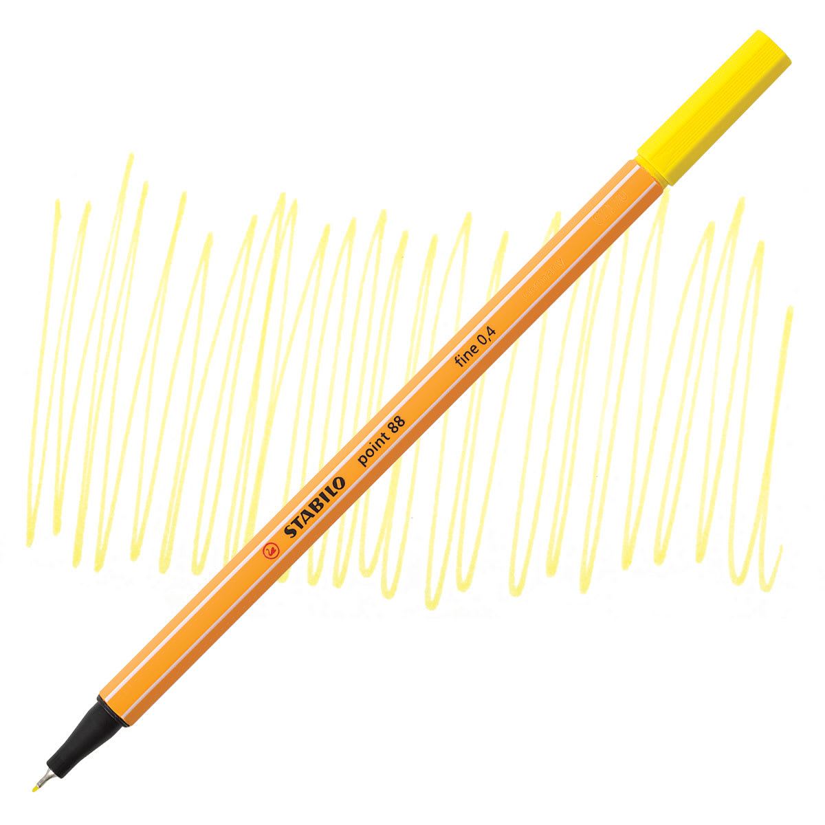 Stabilo Point 88 Fineliner Pen - Lemon Yellow pen and swatch