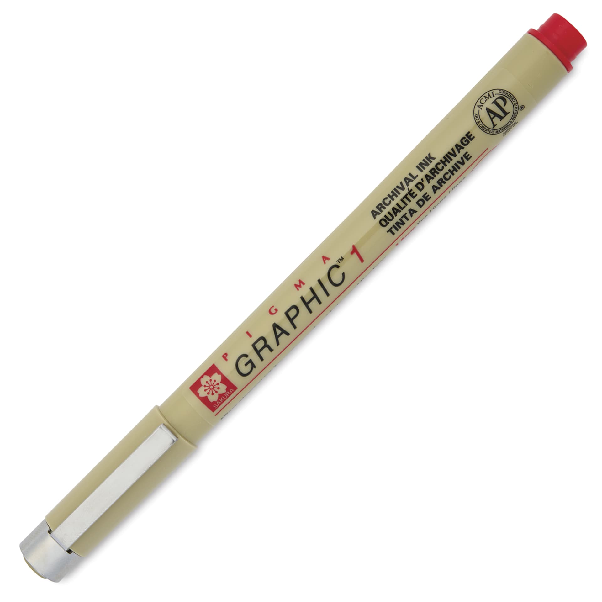 Sakura Pigma Graphic Pen - Red, 1 mm - with cap on